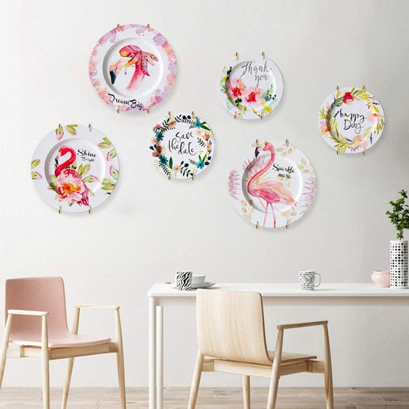 SOSPIRO 10 Pack Stainless Steel Plate Hangers for Walls Compatible Decorative Plates Hooks Dish Diaplay Holder with 10 PCS Wall Hooks (8 Inch) - Image 3